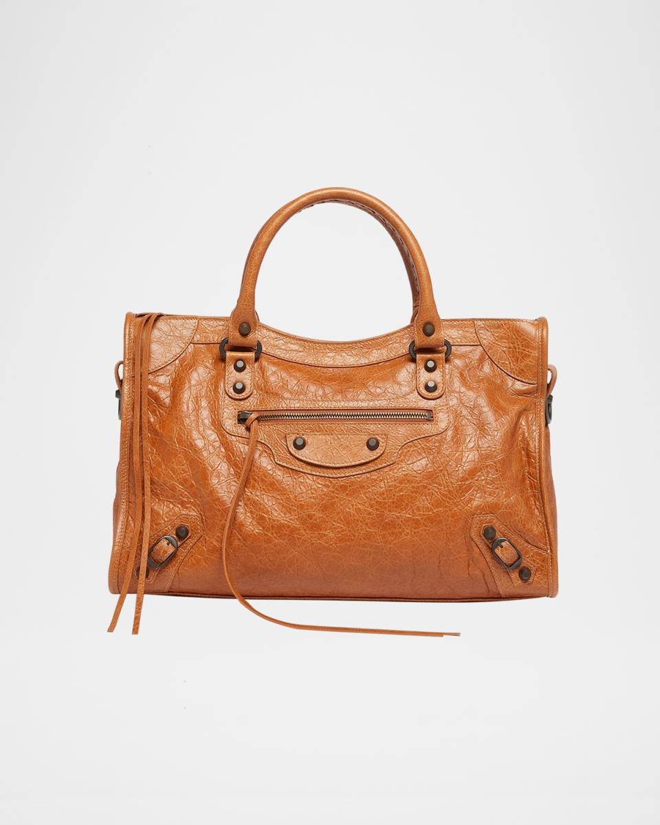 Le City Medium Crinkled Leather Top-Handle Bag